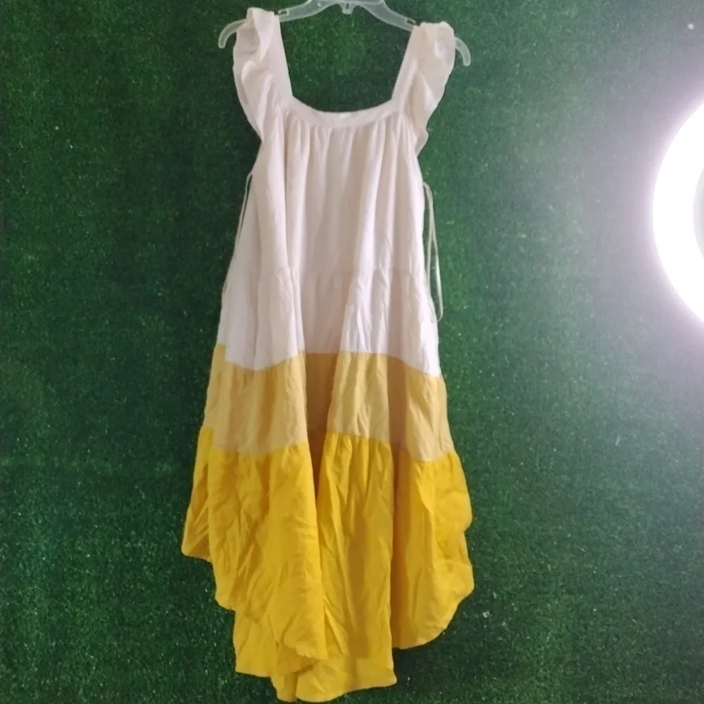 Moodie yellow and cream dress MIDI - Picture 5 of 6